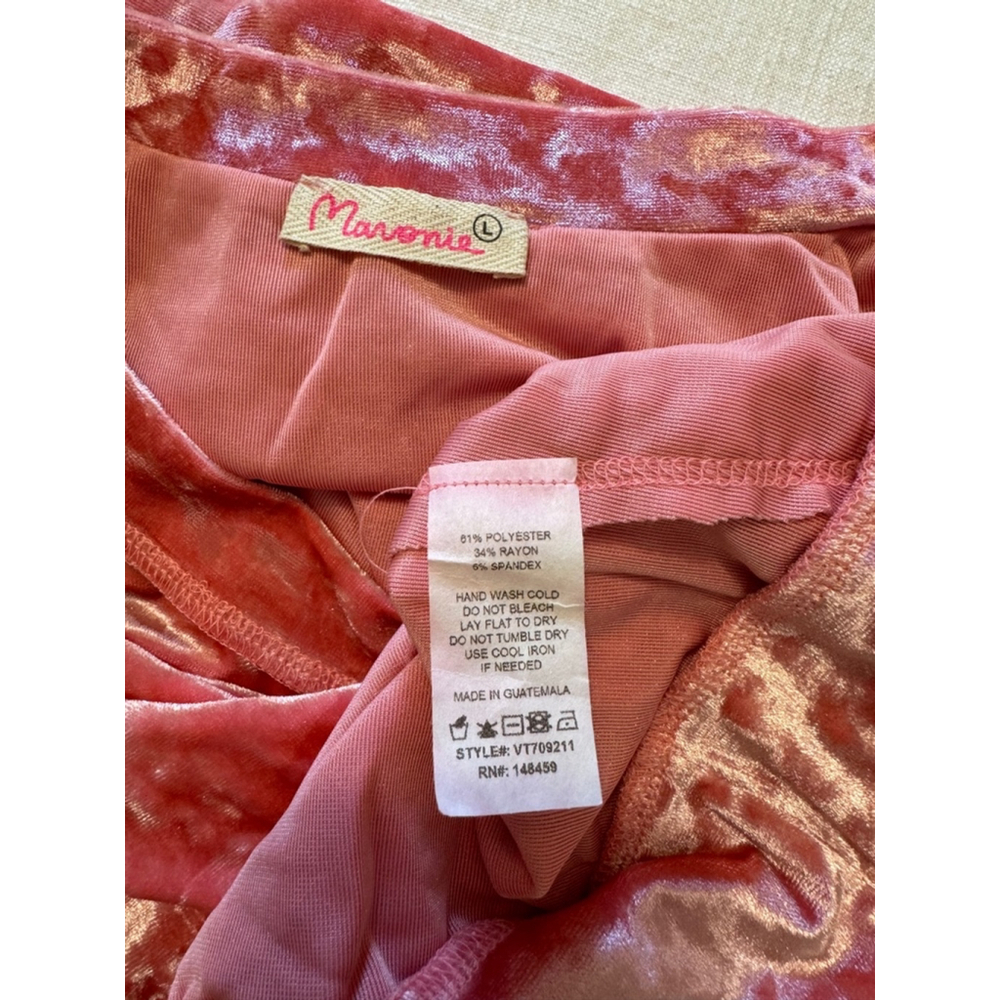 Maronie | Long Dolman Sleeved in Pink Salmon Velvet | L - Picture 8 of 8